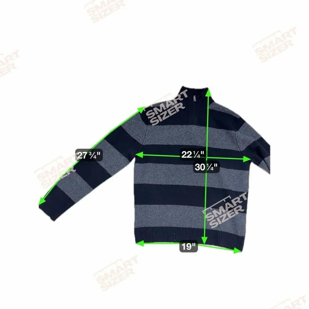 J. Crew Sweater Size Large Black Gray Striped 1/4 Zip 100% Lambswool 